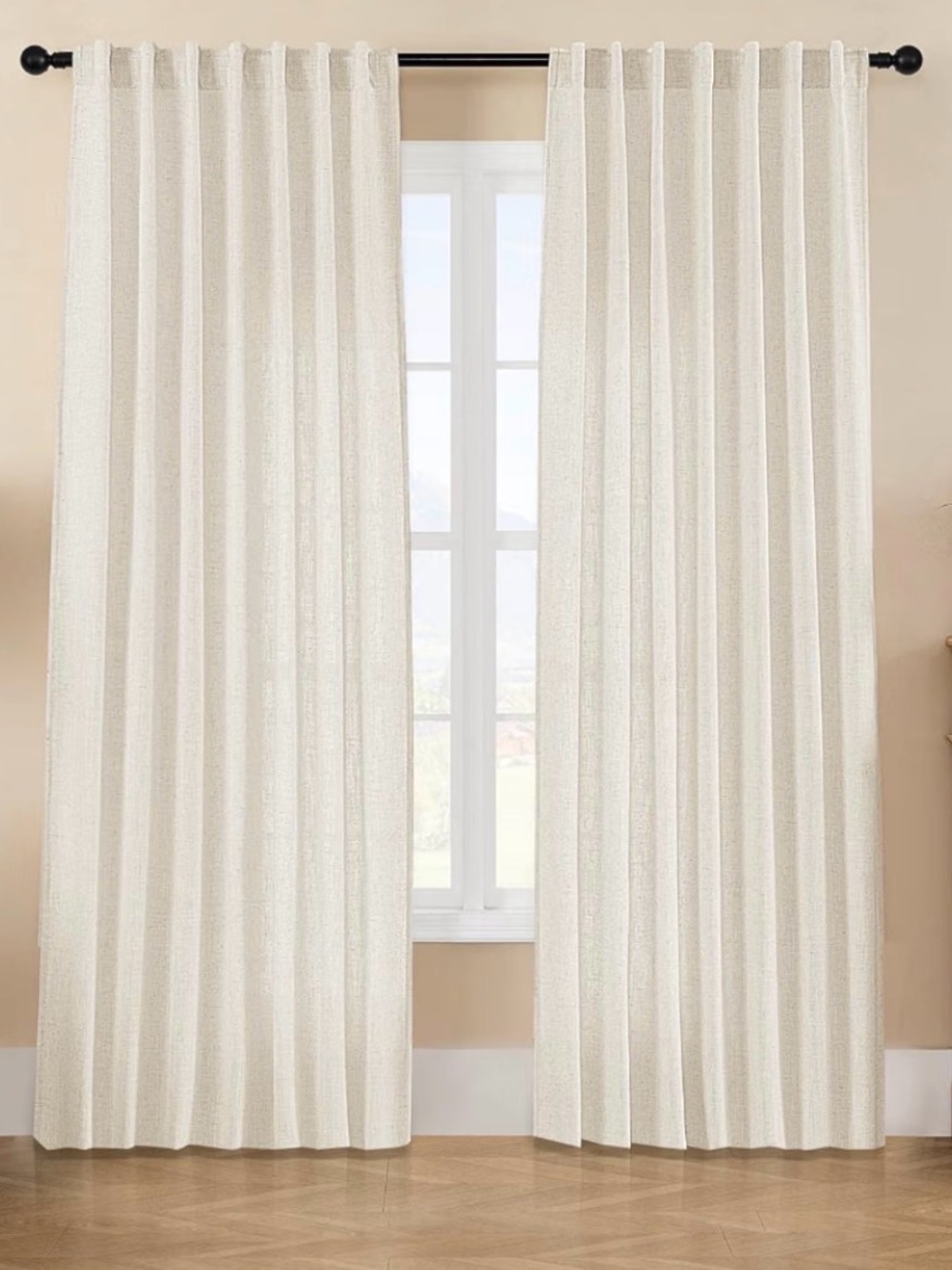 Neutral Ivory Window Curtains - Home Accents 84x37 with 3” rod pocket